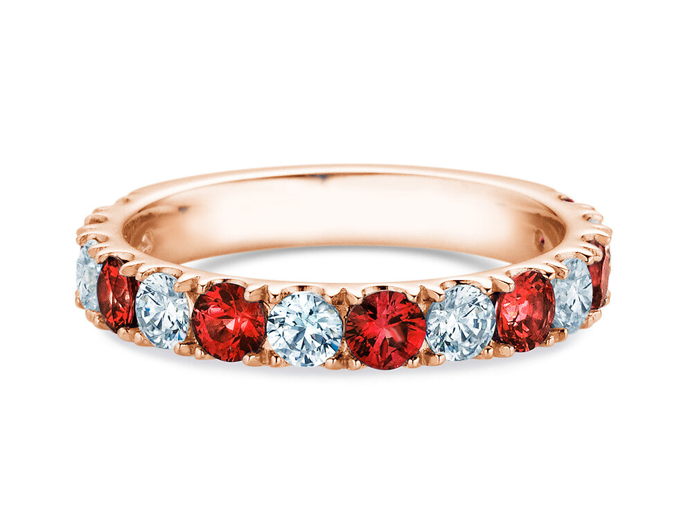Verlobungsring Dusk mit Diamant und Farbedelstein in 14K Roségold mit Rubin 0,48ct und Diamanten 0,48ct