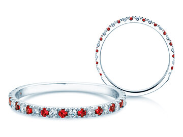 Verlobungsring Dusk mit Diamant und Farbedelstein in 9K Weißgold mit Rubin 0,19ct und Diamanten 0,19ct