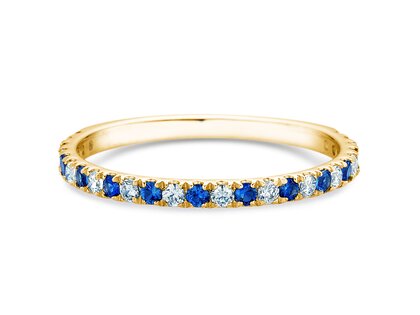 Verlobungsring Dusk mit Diamant und Farbedelstein in 14K Gelbgold mit Saphir 0,19ct und Diamanten 0,19ct