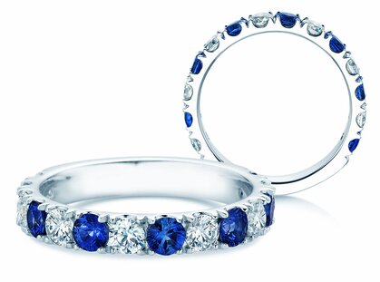 Verlobungsring Dusk mit Diamant und Farbedelstein in Weißgold