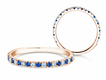 Verlobungsring Dusk mit Diamant und Farbedelstein in 14K Weißgold mit Saphir 0,19ct und Diamanten 0,19ct