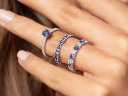 Verlobungsring  Dusk mit Farbedelstein in 14K Roségold mit Saphir 0,96ct