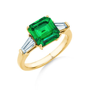 Verlobungsring Emerald Elegance in 9K Gelbgold mit Smaragd 1,80ct und Diamanten 0,40ct