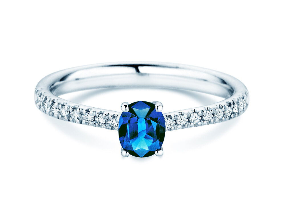 Geburtsstein-Ring Glow Pavé September in Platin 950/- mit Saphir 0,60ct und Diamanten 0,11ct