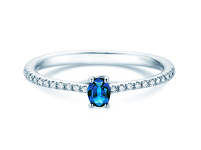 Geburtsstein-Ring Glow Pavé September in 9K Weißgold mit Saphir 0,25ct und Diamanten 0,09ct