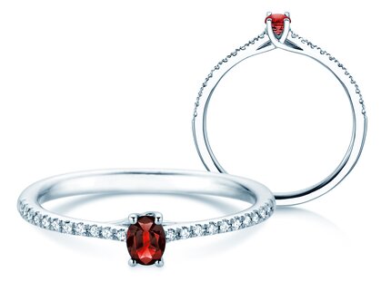 Verlobungsring Glow Pavé in 14K Weißgold mit Rubin 0,25ct und Diamanten 0,09ct