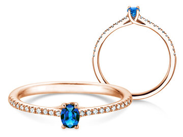Verlobungsring Glow Pavé in 9K Weißgold mit Saphir 0,25ct und Diamanten 0,09ct