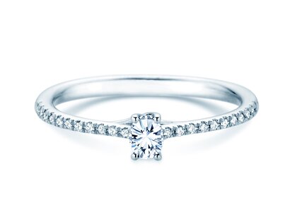 Geburtsstein-Ring Glow Pavé April in 14K Weißgold mit Diamant 0,25ct und Diamanten 0,09ct