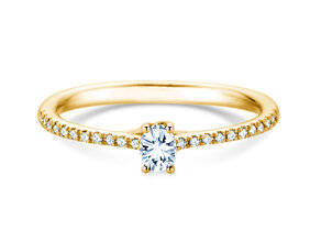 Geburtsstein-Ring Glow Pavé April in 9K Gelbgold mit Diamant 0,25ct und Diamanten 0,09ct
