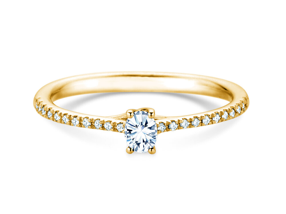 Geburtsstein-Ring Glow Pavé April in 14K Gelbgold mit Diamant 0,25ct und Diamanten 0,09ct