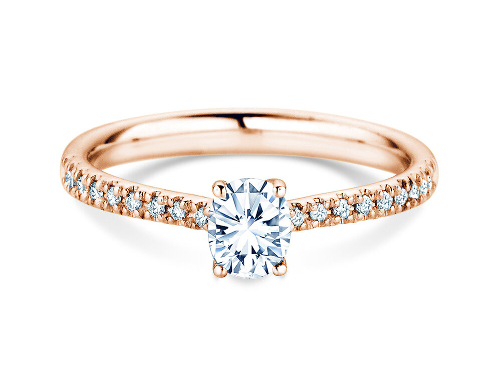 Geburtsstein-Ring Glow Pavé April in 9K Roségold mit Diamant 0,60ct und Diamanten 0,11ct