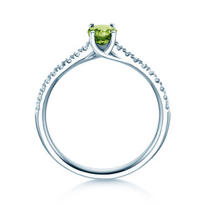 Geburtsstein-Ring Glow Pavé August in 9K Weißgold mit Peridot 0,60ct und Diamanten 0,11ct