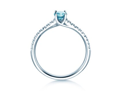 Geburtsstein-Ring Glow Pavé Dezember in 18K Weißgold mit Blautopas 0,60ct und Diamanten 0,11ct