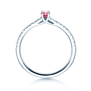 Geburtsstein-Ring Glow Pavé Oktober in 14K Weißgold mit Pinker Turmalin 0,25ct und Diamanten 0,09ct