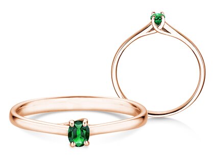 Verlobungsring Glow in 9K Roségold mit Smaragd 0,25ct