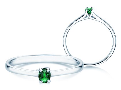 Verlobungsring Glow in 9K Weißgold mit Smaragd 0,25ct