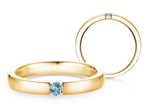 Verlobungsring Infinity Colour in 14K Gelbgold mit Blautopas 0,05ct