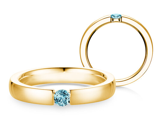 Verlobungsring Infinity Colour in 14K Gelbgold mit Blautopas 0,15ct