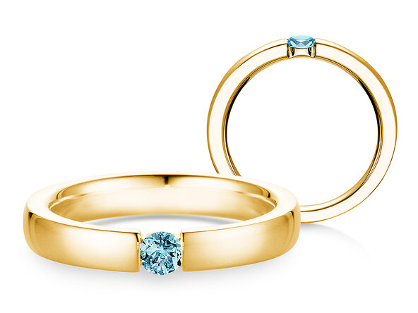 Verlobungsring Infinity Colour in 14K Gelbgold mit Blautopas 0,15ct
