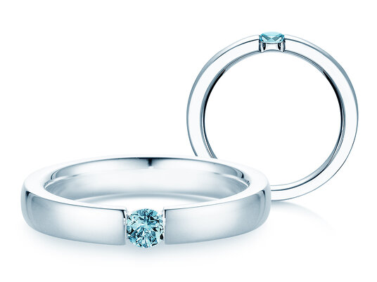 Verlobungsring Infinity Colour in Platin 950/- mit Blautopas 0,15ct