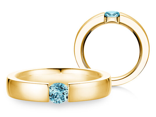 Verlobungsring Infinity Colour in 9K Gelbgold mit Blautopas 0,50ct