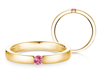 Verlobungsring Infinity Colour in 9K Gelbgold mit Pinker Turmalin 0,05ct