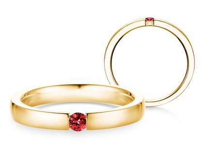 Verlobungsring Infinity Colour in 9K Gelbgold mit Rubin 0,05ct
