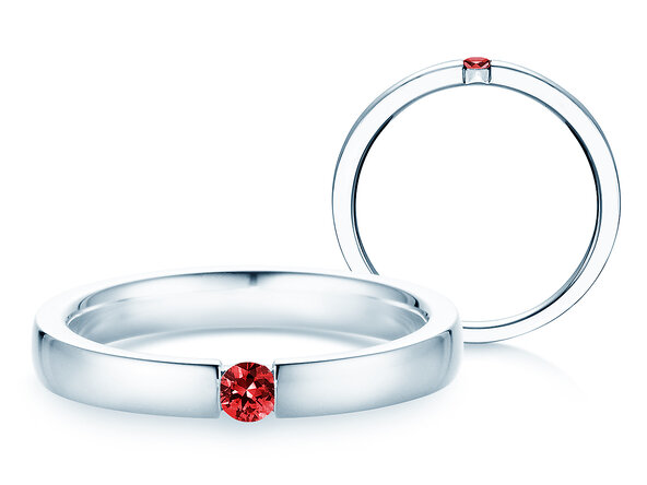 Verlobungsring Infinity Colour in 18K Weißgold mit Rubin 0,10ct