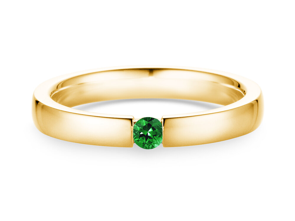 Verlobungsring Infinity Colour in 9K Gelbgold mit Smaragd 0,05ct
