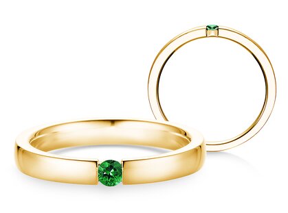 Verlobungsring Infinity Colour in 9K Gelbgold mit Smaragd 0,03ct