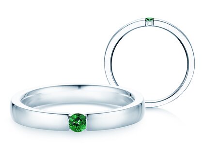Verlobungsring Infinity Colour in Silber 925/- mit Smaragd 0,10ct