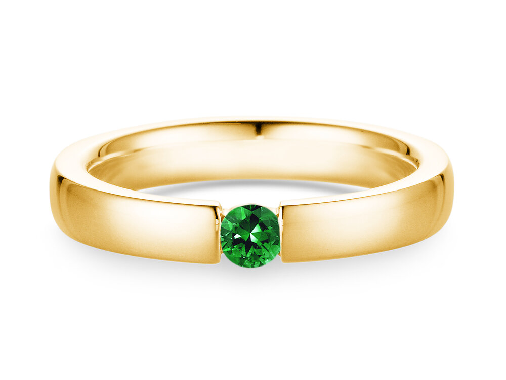 Verlobungsring Infinity Colour in 14K Gelbgold mit Smaragd 0,15ct