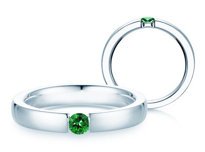 Verlobungsring Infinity Colour in Silber 925/- mit Smaragd 0,15ct
