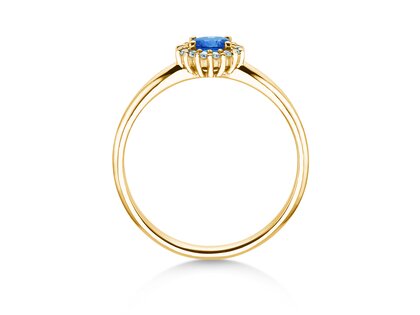 Verlobungsring Jolie Cross in 9K Gelbgold mit Saphir 0,25ct und Diamanten 0,06ct