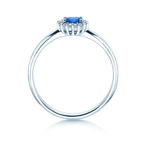 Verlobungsring Jolie Cross in 9K Weißgold mit Saphir 0,25ct und Diamanten 0,06ct