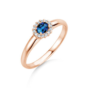 Verlobungsring Jolie Cross in 14K Roségold mit Saphir 0,25ct und Diamanten 0,06ct