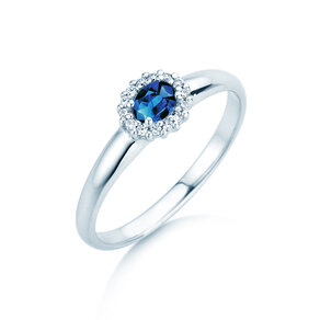 Verlobungsring Jolie Cross in 9K Weißgold mit Saphir 0,25ct und Diamanten 0,06ct