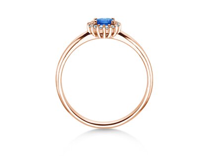 Verlobungsring Jolie Cross in 14K Roségold mit Saphir 0,25ct und Diamanten 0,06ct