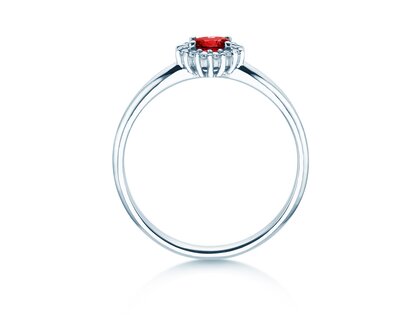 Verlobungsring Jolie Cross in 9K Weißgold mit Rubin 0,25ct und Diamanten 0,06ct