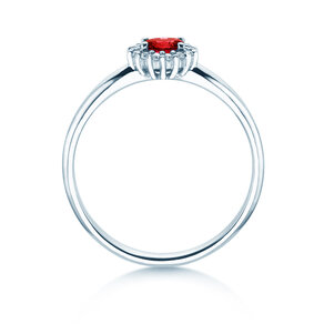 Verlobungsring Jolie Cross in 9K Weißgold mit Rubin 0,25ct und Diamanten 0,06ct