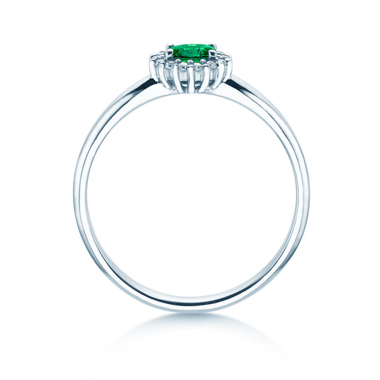 Verlobungsring Jolie Cross in 9K Weißgold mit Smaragd 0,25ct und Diamanten 0,06ct