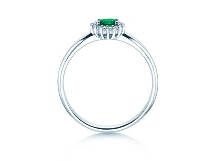 Verlobungsring Jolie Cross in 9K Weißgold mit Smaragd 0,25ct und Diamanten 0,06ct