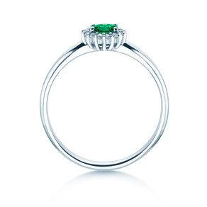 Verlobungsring Jolie Cross in 9K Weißgold mit Smaragd 0,25ct und Diamanten 0,06ct