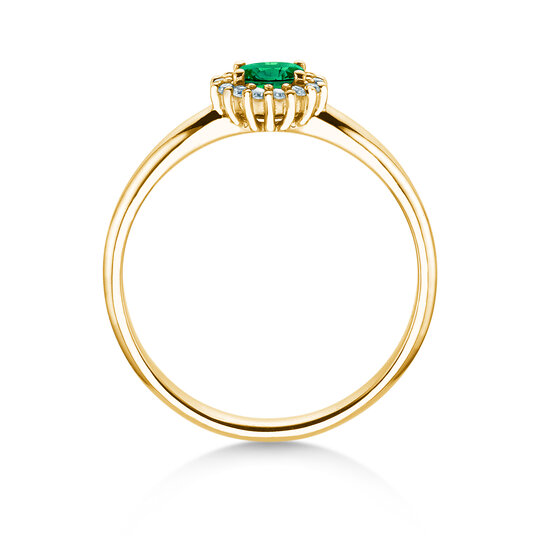 Verlobungsring Jolie Cross in 9K Gelbgold mit Smaragd 0,25ct und Diamanten 0,06ct
