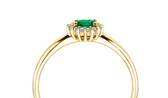 Verlobungsring Jolie Cross in 9K Gelbgold mit Smaragd 0,25ct und Diamanten 0,06ct