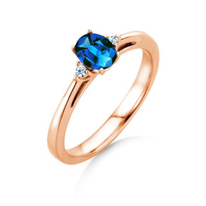 Verlobungsring Life in 14K Roségold mit Saphir 0,60ct und Diamanten 0,03ct
