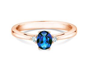 Verlobungsring Life in 14K Roségold mit Saphir 0,60ct und Diamanten 0,03ct