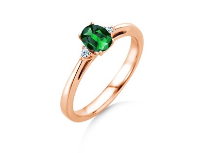 Verlobungsring Life in 9K Roségold mit Smaragd 0,25ct und Diamanten 0,03ct