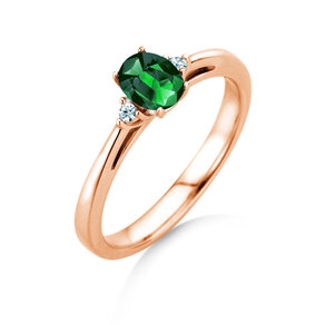 Verlobungsring Life in 9K Roségold mit Smaragd 0,25ct und Diamanten 0,03ct