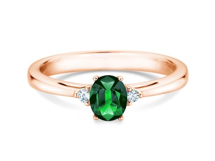 Verlobungsring Life in 9K Roségold mit Smaragd 0,25ct und Diamanten 0,03ct